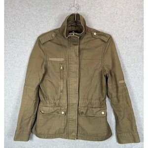 H&M Jacket‎ Womens 6 Olive Green Utility Military Style Cotton Zip Pockets